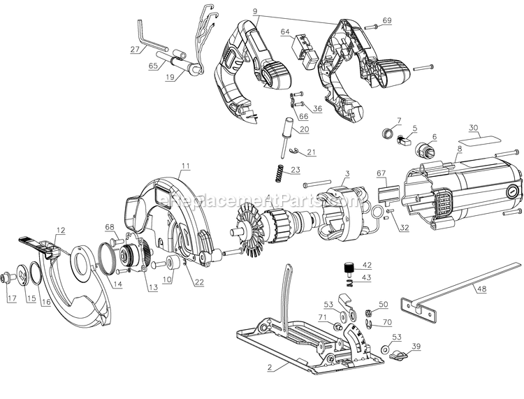 Black and Decker CS1350P-BR (Type 1) 1350w Circular Saw Power Tool Page A Diagram